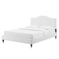 thumbnail image 1 of Tufted Platform Bed Frame, Twin Size, Velvet, White, Modern Contemporary Urban Design, Bedroom Master Guest Suite, 1 of 10