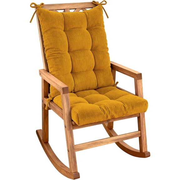 Tufted Rocking Chair Cushion Set with Ties, Non-Slip High Back Chair Pads for Adirondack Nursery Porch Rockers