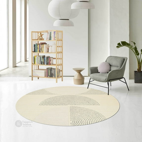 Tufted Rug 5X5, Handmade Carpet, Cream Color, Wool Rug, Hallway, Bedroom, Area Rugs