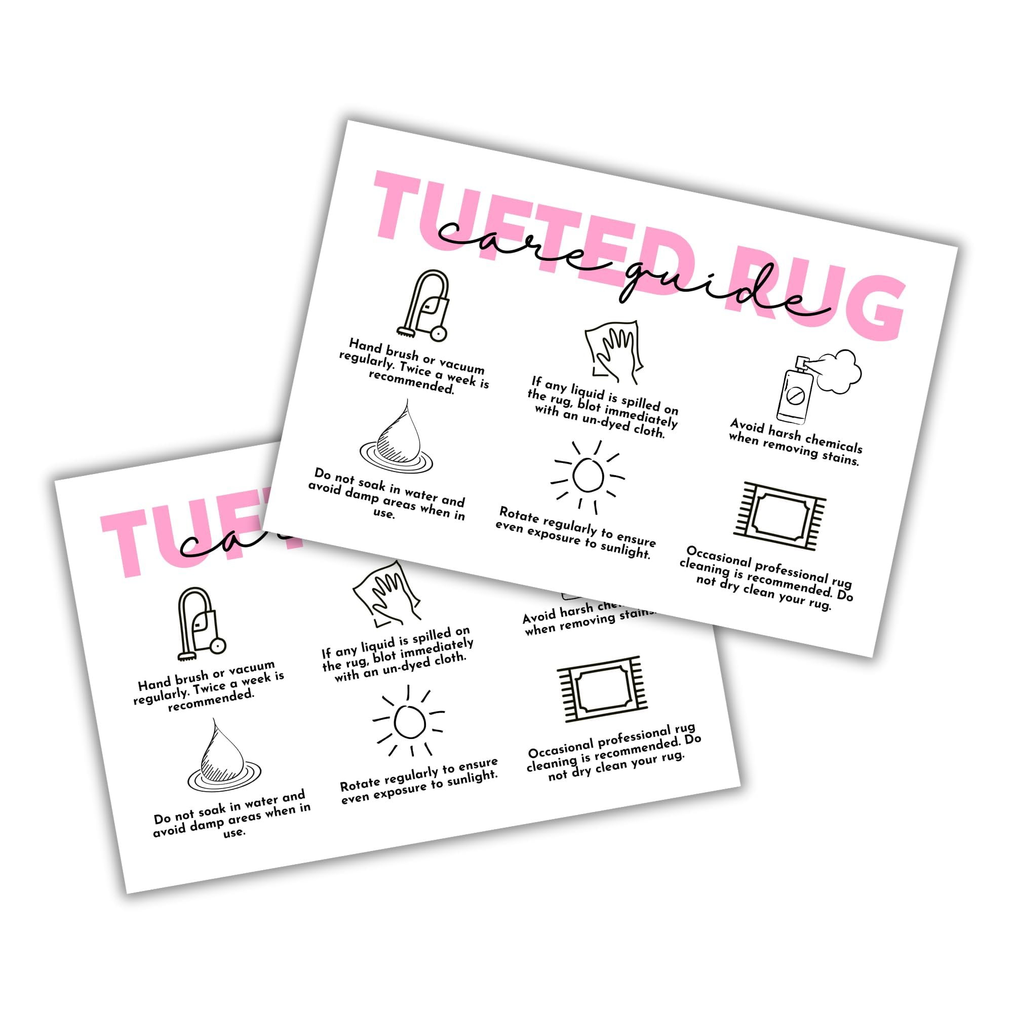 Tufted Rug Care Instruction Guide Cards 30 pk 4x6 Hand Making Kit ...