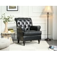 thumbnail image 1 of Tufted Scroll Arm Chesterfield Faux Leather Accent Chair, Living Room Armchair with Nailheads, Black, 1 of 2