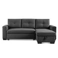thumbnail image 1 of Tufted Sectional Chaise Sofa Sleeper with Storage in Dark Grey, 1 of 14