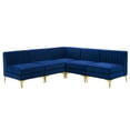 thumbnail image 1 of Tufted Sectional Sofa Set, Velvet, Blue Navy, Modern Contemporary Urban Design, Living Lounge Room Hotel Lobby Hospitality, 1 of 9