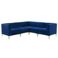 thumbnail image 1 of Tufted Sectional Sofa Set, Velvet, Blue Navy, Modern Contemporary Urban Design, Living Lounge Room Hotel Lobby Hospitality, 1 of 9
