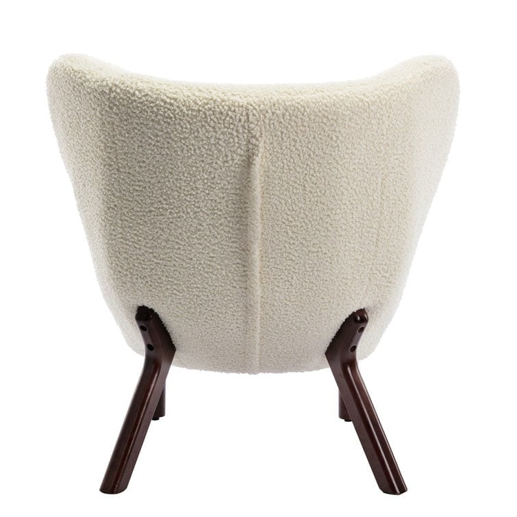 Cream Sherpa Tufted Side Chair with Walnut Legs