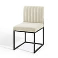 thumbnail image 1 of Tufted Side Dining Chair, Fabric, Metal Steel, Black Beige, Modern Contemporary Urban Design, Kitchen Room Cafe Bistro Restaurant Hospitality, 1 of 7