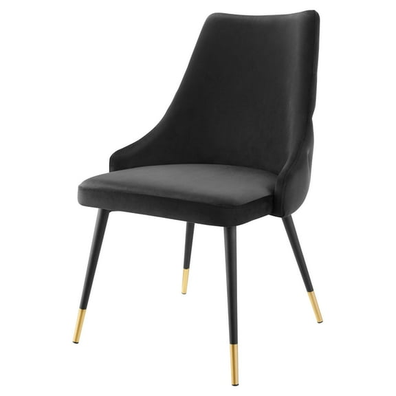 Tufted Side Dining Chair, Velvet, Black, Modern Contemporary Urban Design, Kitchen Room Cafe Bistro Restaurant Hospitality
