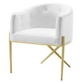 thumbnail image 1 of Tufted Side Dining Chair, Velvet, Metal Steel, White, Modern Contemporary Urban Design, Kitchen Room Cafe Bistro Restaurant Hospitality, 1 of 9