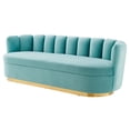 thumbnail image 1 of Tufted Sofa, Blue, Velvet, Modern Contemporary, Mid Century Living Hotel Lounge Cafe Lobby, 1 of 8
