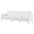 thumbnail image 1 of Tufted Sofa Couch, White, Vegan Leather, Living Kitchen Cafe Bistro Hospitality Restaurant, Modern Contemporary HB36910, 1 of 9