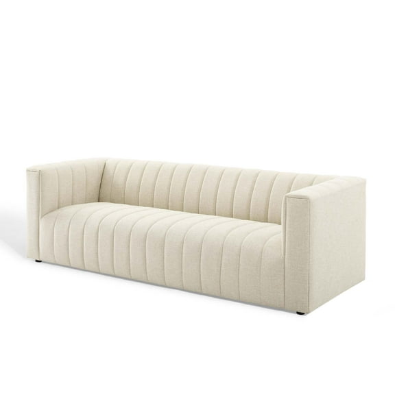 Tufted Sofa, Fabric, Beige, Modern Contemporary Urban Design, Living Lounge Room Hotel Lobby Hospitality