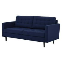 Tufted Sofa, Fabric, Dark Blue, Modern Contemporary Urban Design, Living Lounge Room Hotel Lobby Hospitality