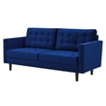 thumbnail image 1 of Tufted Sofa, Velvet, Blue Navy, Modern Contemporary Urban Design, Living Lounge Room Hotel Lobby Hospitality, 1 of 9