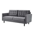 thumbnail image 1 of Tufted Sofa, Velvet, Grey Gray, Modern Contemporary Urban Design, Living Lounge Room Hotel Lobby Hospitality, 1 of 9