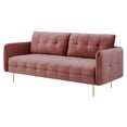thumbnail image 1 of Tufted Sofa, Velvet, Pink, Modern Contemporary Urban Design, Living Lounge Room Hotel Lobby Hospitality, 1 of 10
