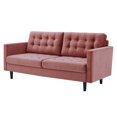 thumbnail image 1 of Tufted Sofa, Velvet, Pink, Modern Contemporary Urban Design, Living Lounge Room Hotel Lobby Hospitality, 1 of 9