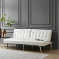 thumbnail image 1 of Tufted Split Back Futon Sofa by Naomi Home-Color:White,Style:Faux Leather, 1 of 10
