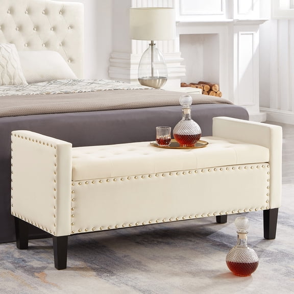 Tufted Storage Bench with Armrest / Organize Your Living Space