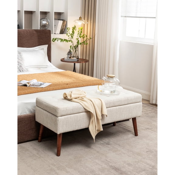 Tufted Storage Ottoman - Functional for Bedroom End and Entryway