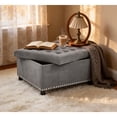 thumbnail image 1 of Tufted Storage Ottoman with Nailhead Trim, Square Footstool with Hidden Storage Compartment, Upholstered Coffee Table for Living Room, Bedroom, Light Gray, 1 of 4