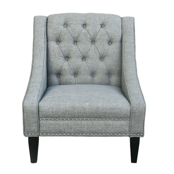 Tufted Swoop Arm Accent Chair in Gray