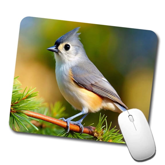 Tufted Titmouse Backyard Bird Mouse Pad Low Profile Gaming Mat