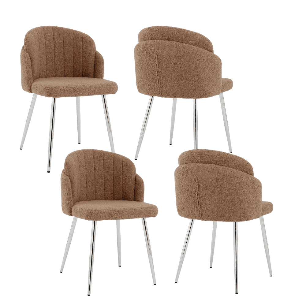 Tufted Upholstered Dressing Chair with Silver Metal Legs and Back