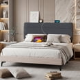 thumbnail image 1 of JONPONY Full Size Wave Ergonomic Upholstered Headboard, with USB and Type-C Ports, Adjustable Height, Easy Assembly, Grey, 1 of 9