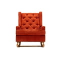 thumbnail image 1 of Tufted Upholstered High Back Rocker Chair with Wood Base,Linen Fabric Armchair Accent Chair with Padded Seat,Single Sofa for Living Room Bedroom Office,Orange, 1 of 7