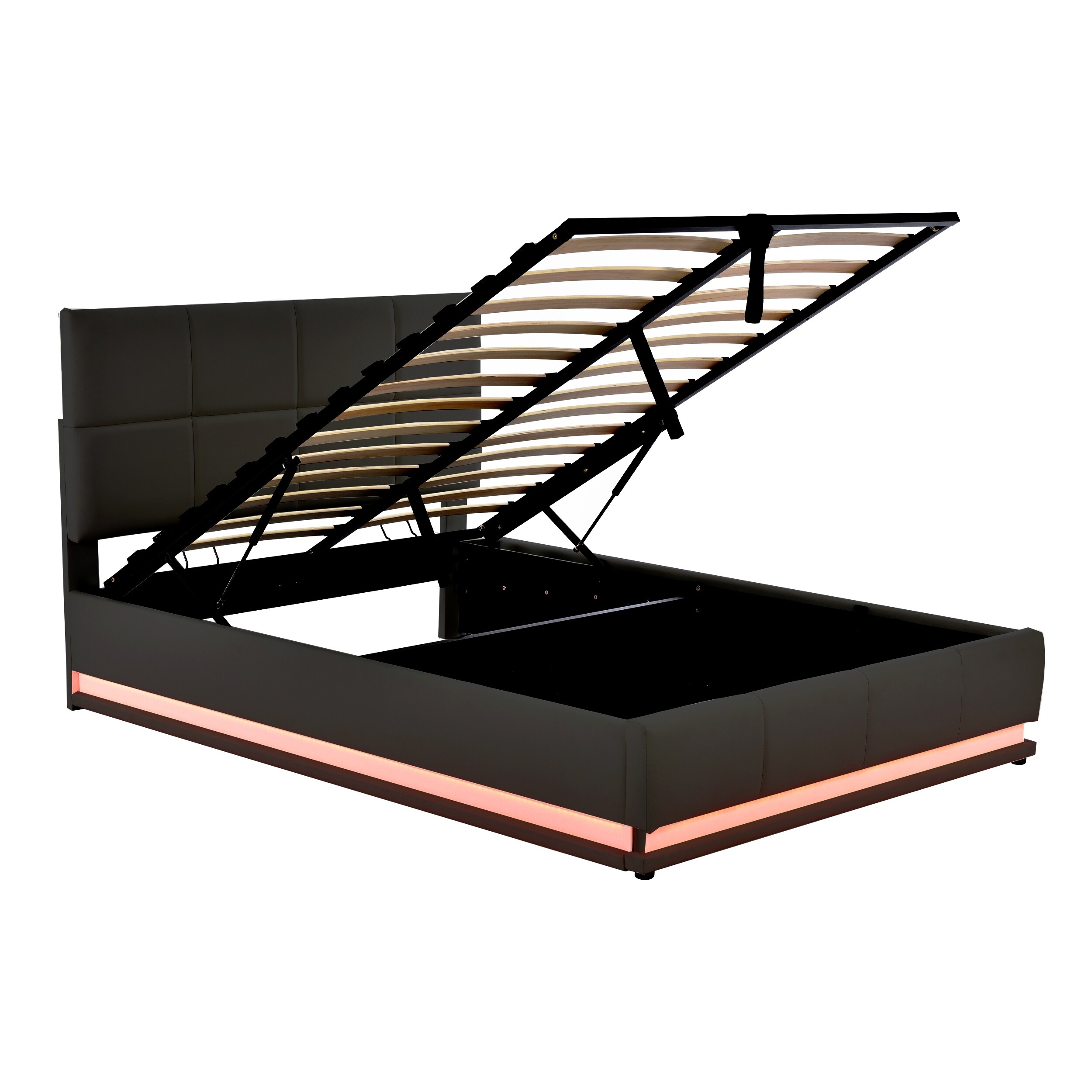 Tufted Upholstered Platform Bed with Hydraulic Storage System Black