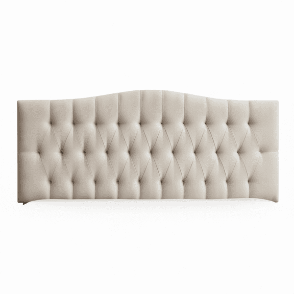 Tufted Upholstered Queen Headboard Only, Adjustable Height 38-50 in, Beige