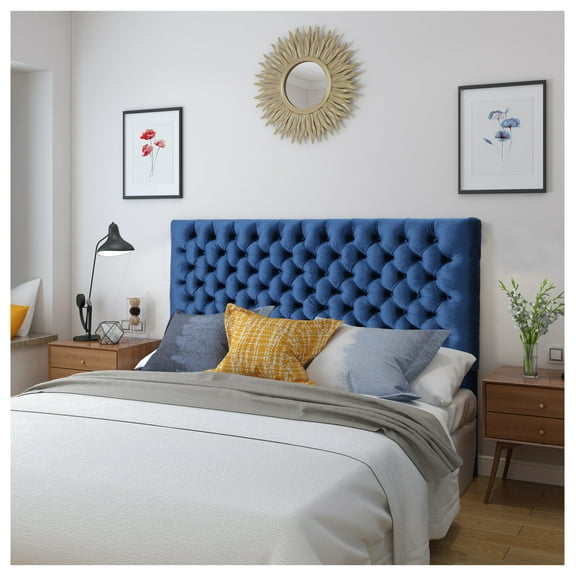 Tufted Upholstered Queen Size Bed Headboard in Modern Button Design, Adjustable Solid Wood Head Board, Solid Wood Head Board with Durable Metal Legs in Bedroom