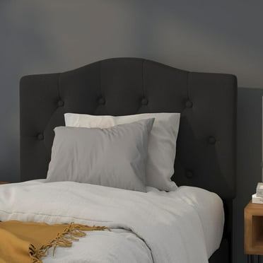 Tufted Upholstered Twin Size Headboard in Black Fabric