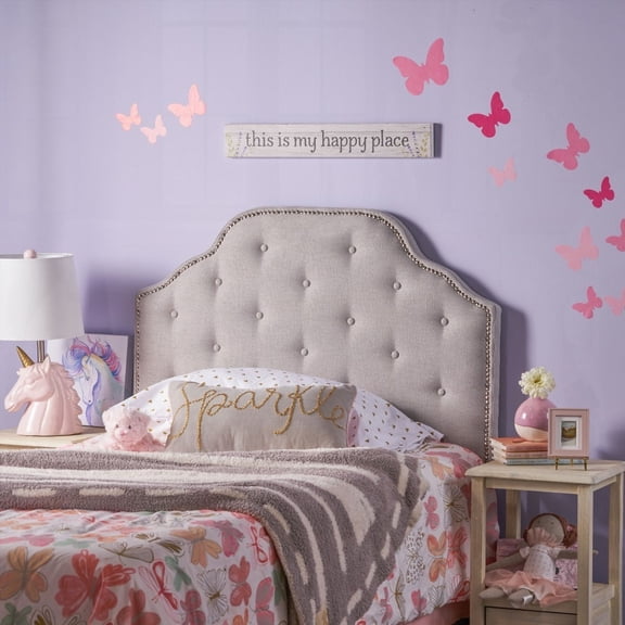 Tufted Upholstered Twin Size Headboard with Solid Wood and Metal Legs, Adjustable & Nailhead Trim, Modern Button Tuffted Design for Bedroom