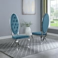 thumbnail image 1 of Tufted Velvet Dining Chairs in Teal Blue with Silver Stainless Steel (Set of 2), 1 of 5