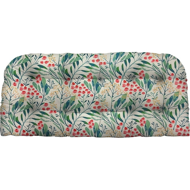 Tufted Wicker Loveseat Cushion 41\u201D x 19" AllWeather Spun