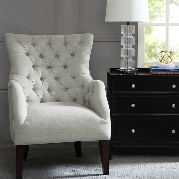 Tufted Wing Chair for Decor | Adds Character to Kitchens, Decorative Use | Birch Legs and High - density Foam | Alleviates Discomfort of Hard Seats