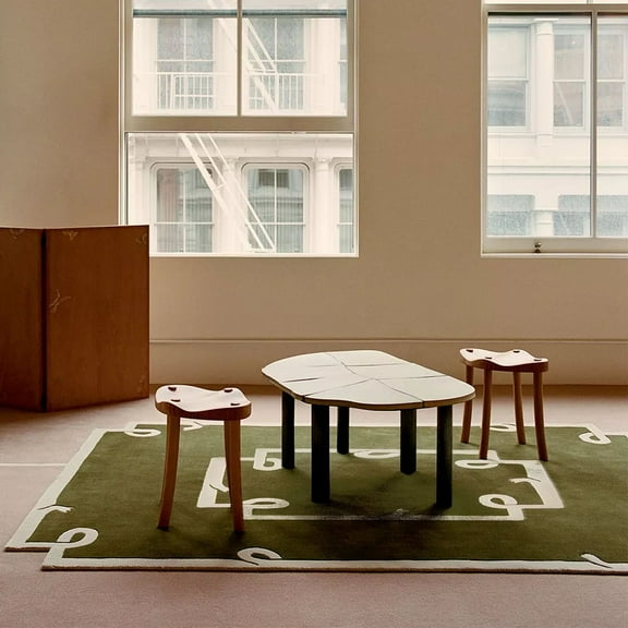 Tufted area rug, Olive Green carpet, 9x13, 10x14, 12x15, Geometric woolen rug, Bed, Living, Dining, room Carpets