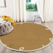 Tufted round rug 5x5, Handmade carpet, Mustard wool, Area Rugs for Bed, Living, room