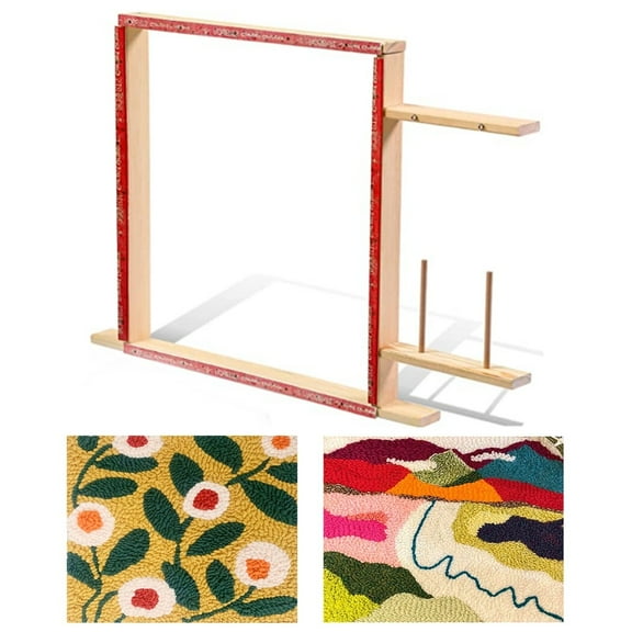 Tufting Frame for Rugs Carpets, 27.5 x 27.5'' Mattress Making Frame, Wooden Frame for Needlework Fabric, Rug Tufting Supplies for Electric Rug Tufting Gun or Machine