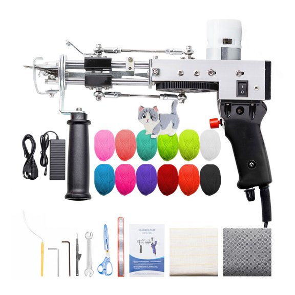 Tufting Gun 2 In 1 Set Electric Carpet Tufting Gun Electric Carpet Tapis Knitting Tufting Pistol Weaving Flocking Rug Machine ,Easy to Use