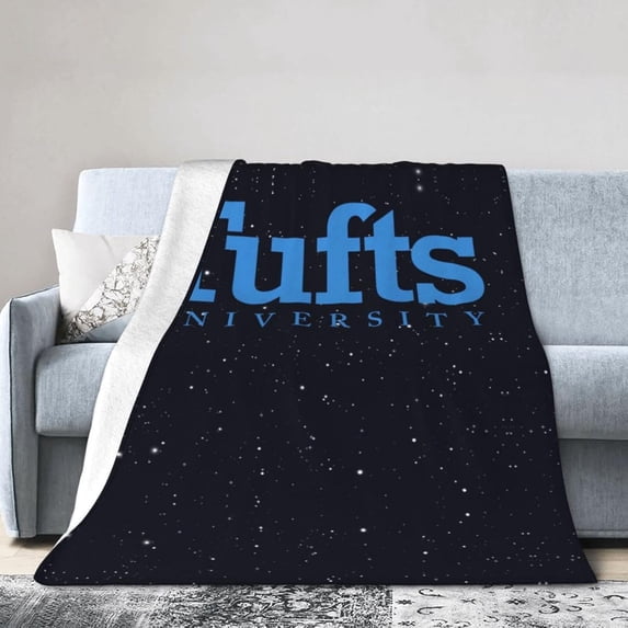 Tufts University Logo Fleece Blanket, Very Soft Microfiber Flannel Blanket for Couch Warm and Cozy for All Seasons