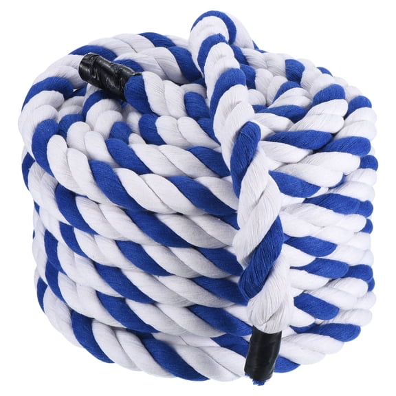 Tug of War Rope 1 Inch x 50 Feet Natural Thick Cotton Rope Twisted Cotton Rope, Blue White
