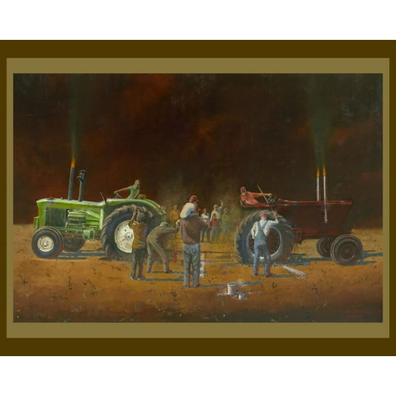 Tug of War Tractor Panel Cotton Fabric