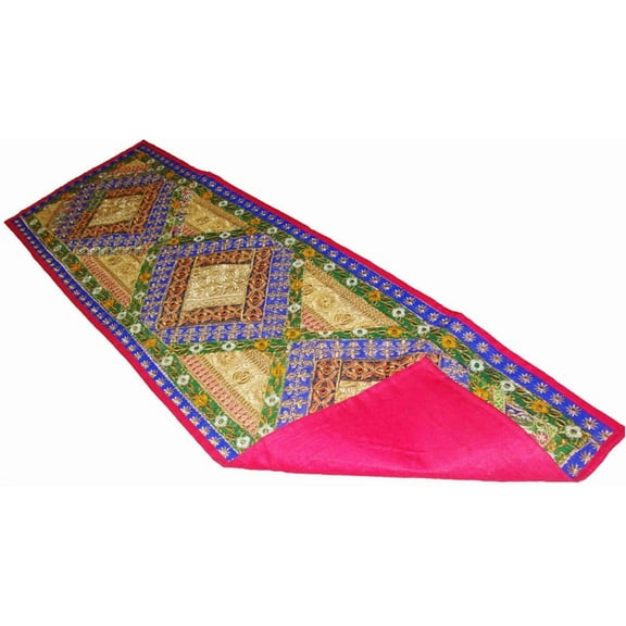 Tugana Craft 58" Heavily Beaded Vintage Sari Zari Wall Hanging Tapestry & Table Runner
