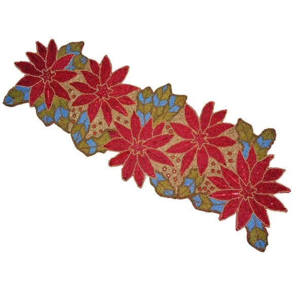 Tugana Craft Farmhouse Hand Beaded Table Runner 36"x13" Rustic Glitz Decorative Accent for Bridal Shower & Home Dcor