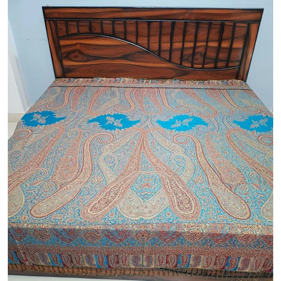 Tugana Craft Woolen Warm Bedcover Bedsheet Boho Bedspread Jamawar Bedding Sofa Throw Blanket