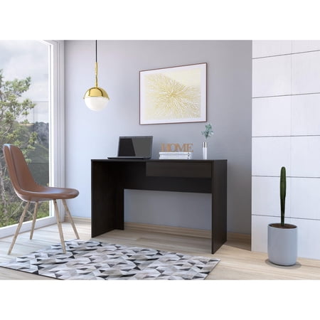 Tuhome Acre Computer Desk with One Drawer, Modern Design, Black Finish, Compact Writing desk
