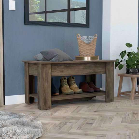 Tuhome Austin Storage Table with Liftable Top Compartment, Extendable Table Shelf, Shoe Rack