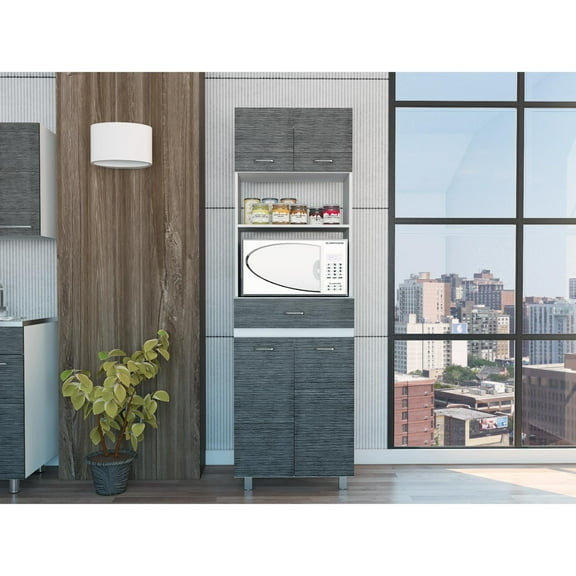 Tuhome Caribe Microwave Cabinet with Four Legs, One Drawer, and Open Storage